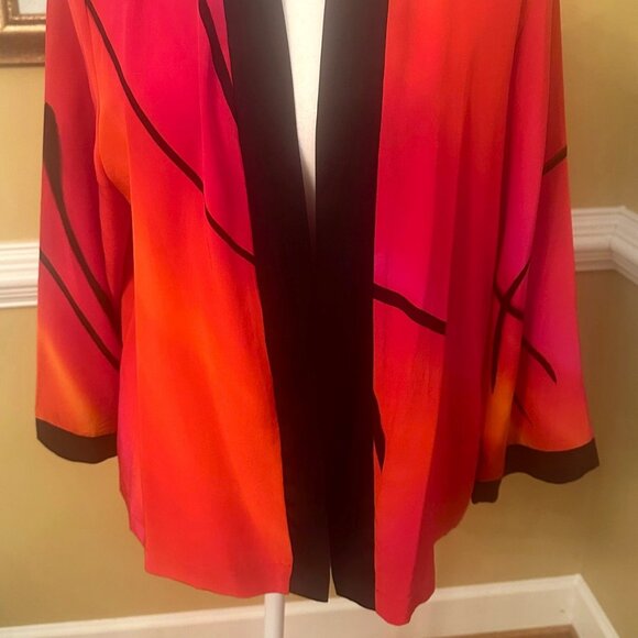 Stunning Linda Tilson 100% Silk Kimono Jacket Sz Small - Picture 2 of 5